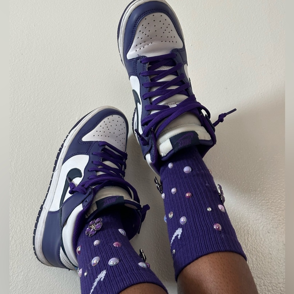Handmade purple socks can do any color by order Nike socks